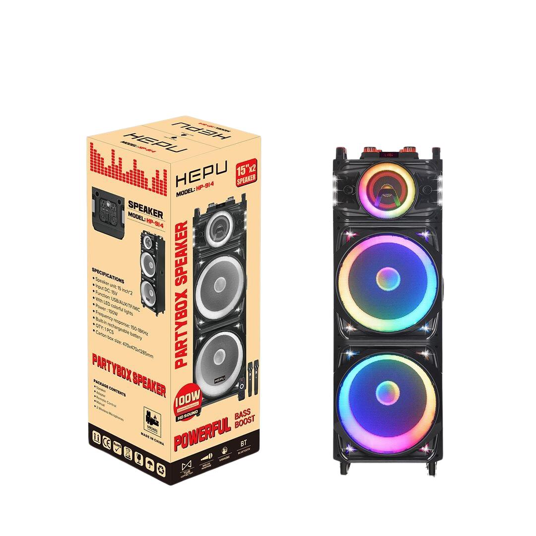 Hepu%20HP%20914%20Taşınabilir%20Bluetooth%20Parti%20Hoparlörü%20100%20W%20Rms%202*%2012%20inch%20Subwoofer%20Rgb%20Efektif%20Işıklandırma