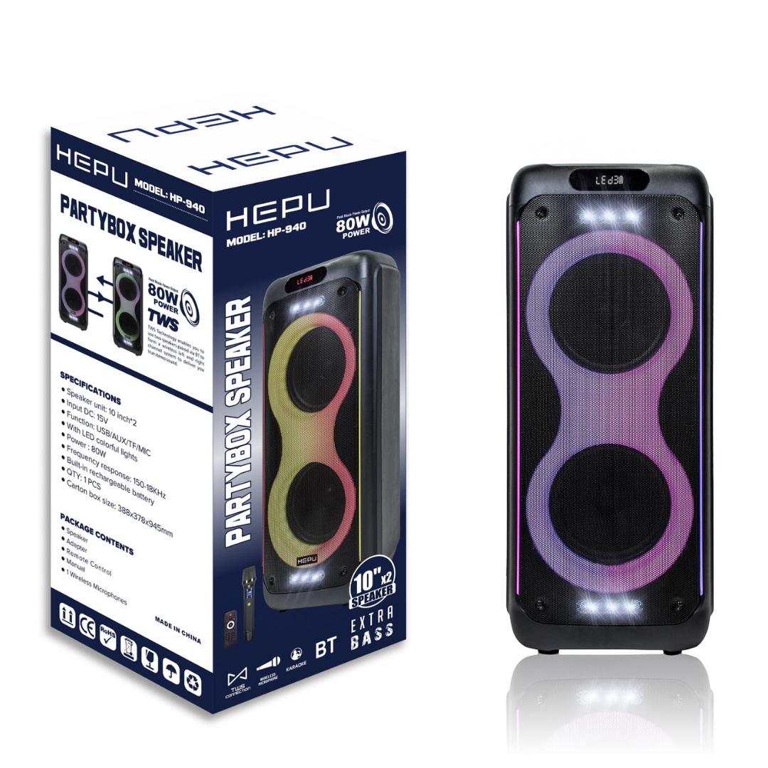 Hepu%20Hp%20940%20Taşınabilir%20Şarjlı%20Bluetooth%20Hoparlör%2010*2%20İnc%20Süper%20Bass%2080%20w%20Rms%20Rgb,Usb,Aux,Tf