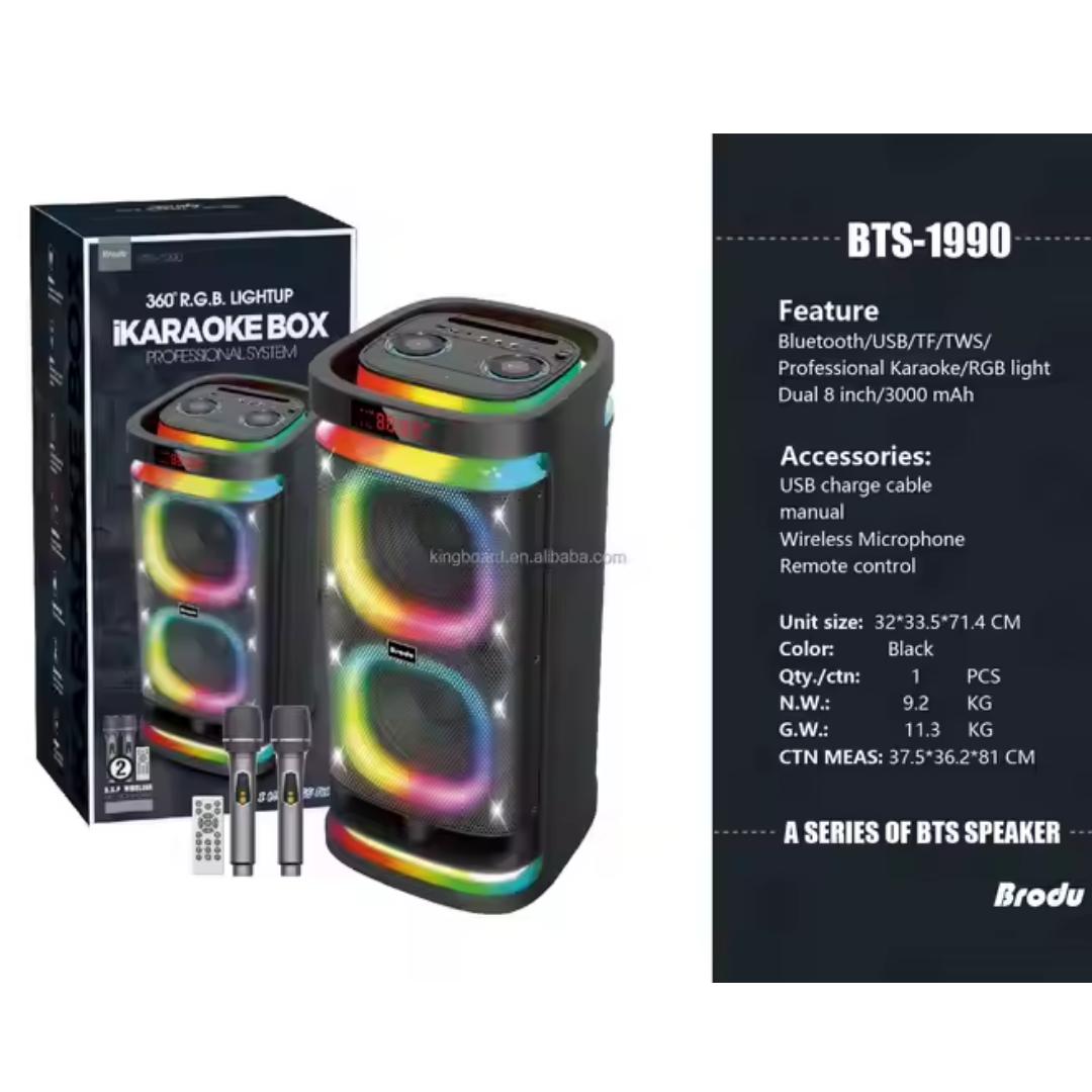 BTS-1990%20Siyah%20RGB%20Ledli%20Mikrofonlu%20Kumandalı%20Bluetooth%20Hoparlör%20Parti%20Speaker