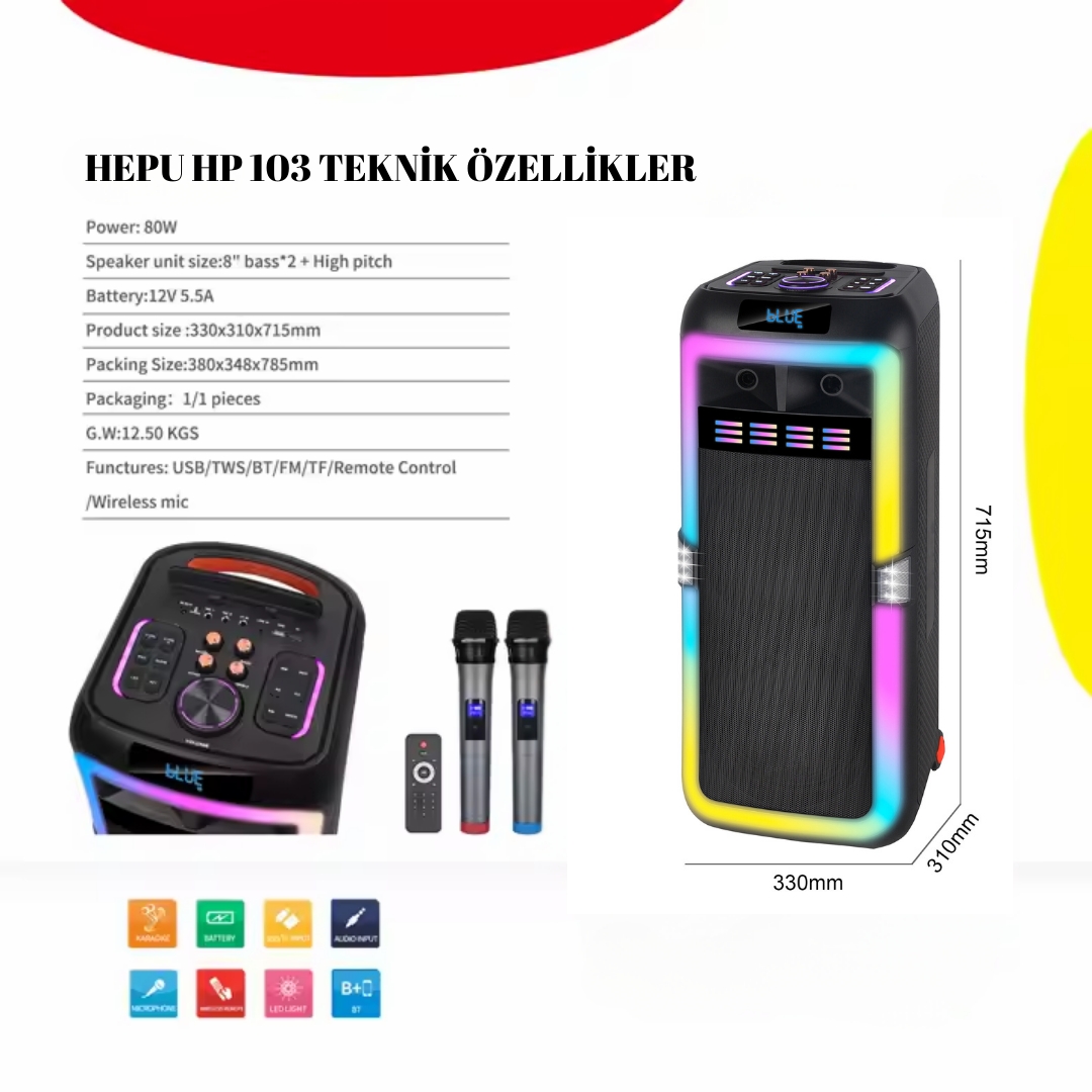 Hepu%20HP%20103%20Taşınabilir%20Şarjlı%20Bluetooth%20Hoparlör%2080%20w%20RMS%20Ultra%20Bass%20