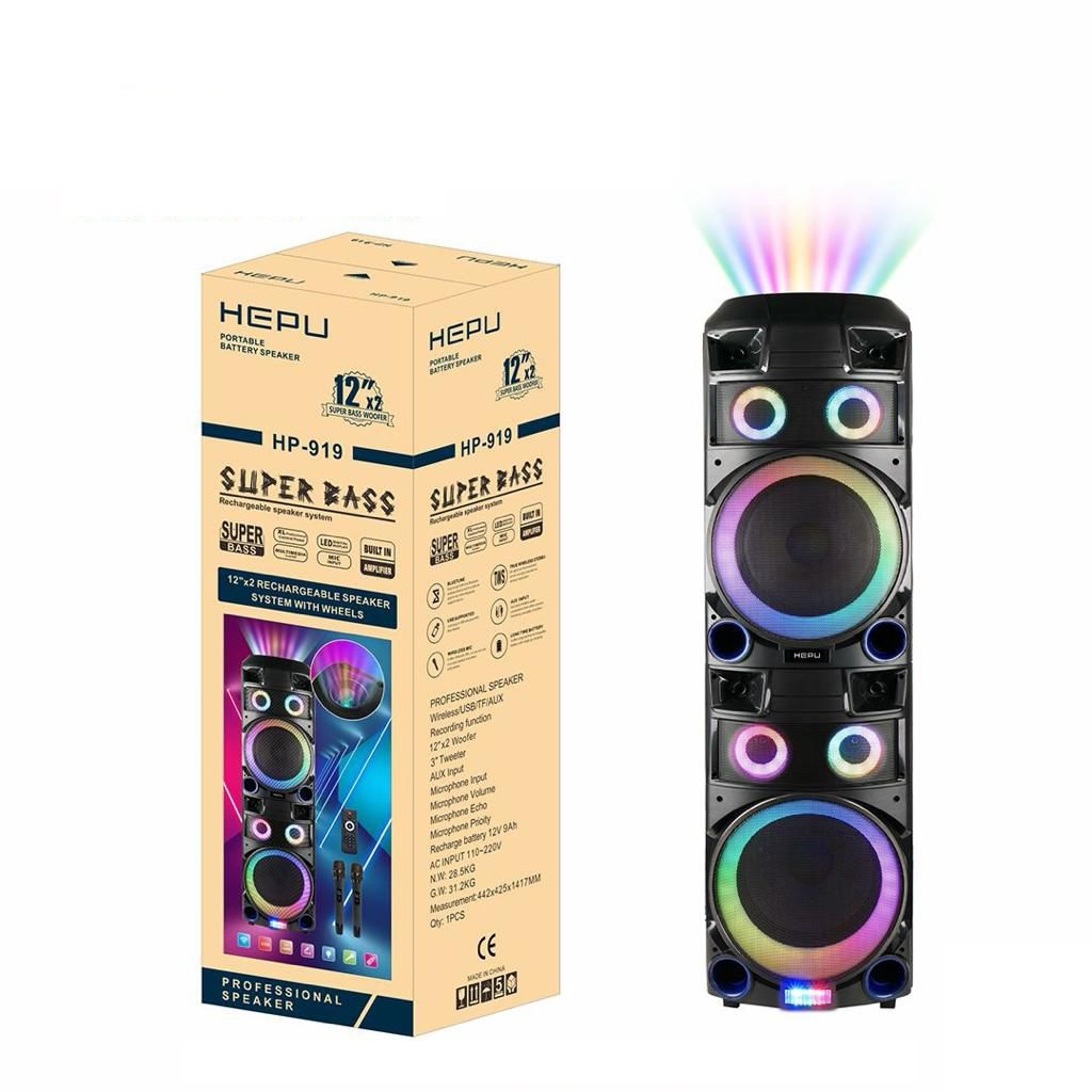 Hp%20919%20Taşınabilir%20Amfi%20Kule%20Tipi%20Bluetooth%20Parti%20Hoparlörü%20100%20W%20Rms%202*12%20inc%20Subwoofer