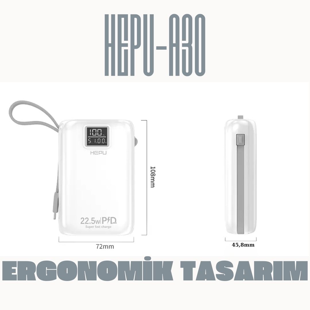 Hepu%20HP%20A-03%2030.000%20mAh%20Power%20Bank%2022.5W%20PD%20Hızlı%20Şarj%201%20To%206