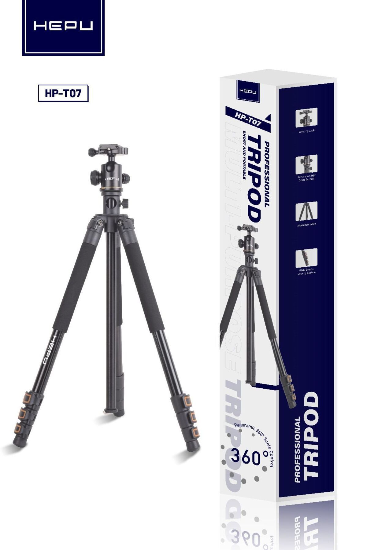 T07%20Profesyonel%20Tripod%20200%20cm%20Yatay%20Kullanım%20Fonksiyonlu%20Panoromik%20Kafa%20360%20Derece%20Dönebilir