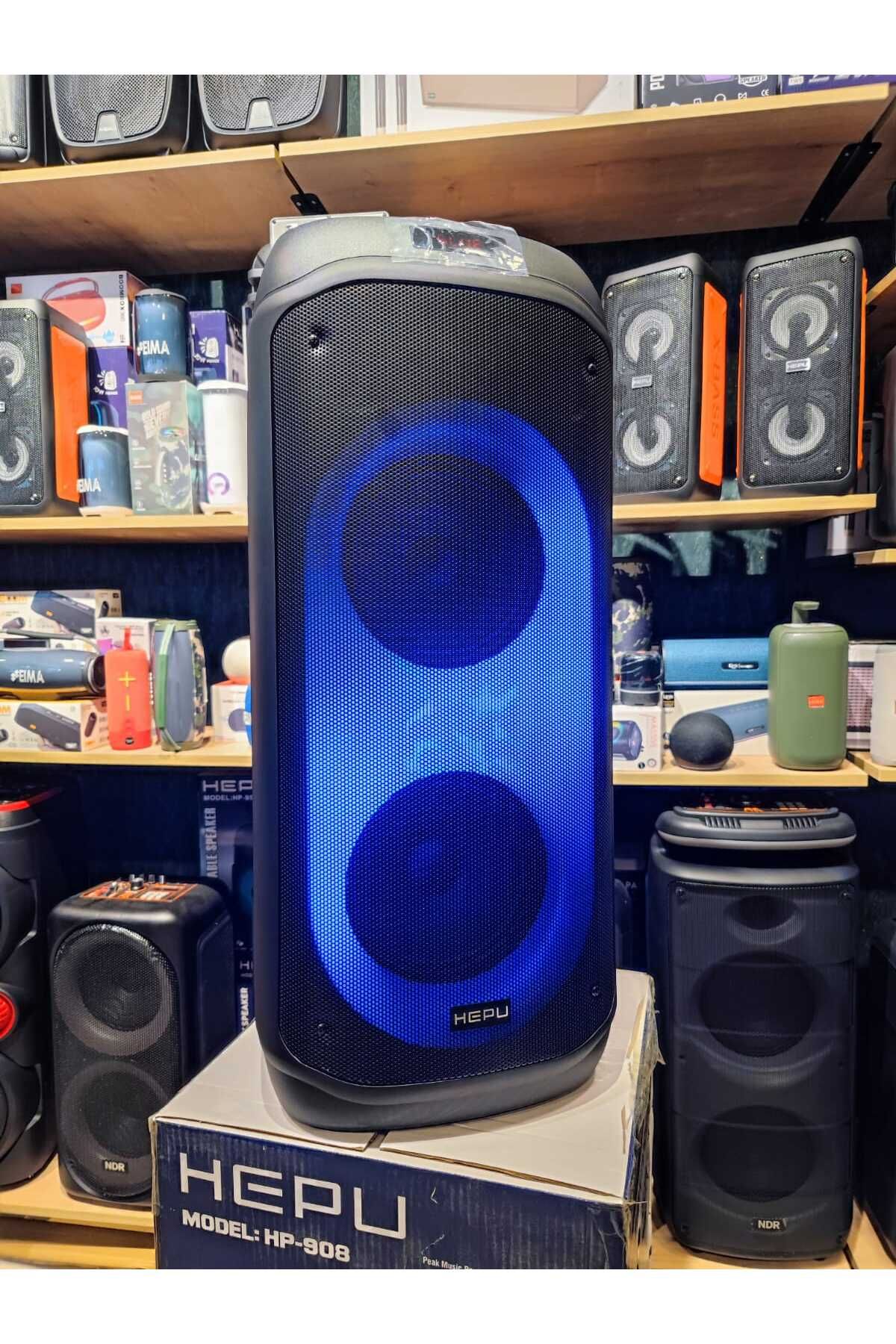 HP%20908%20Taşınabilir%20Şarjlı%2080%20w%202*8%20inch%20Bluetooth%20Parti%20Hoparlörü%20Bass%20boost