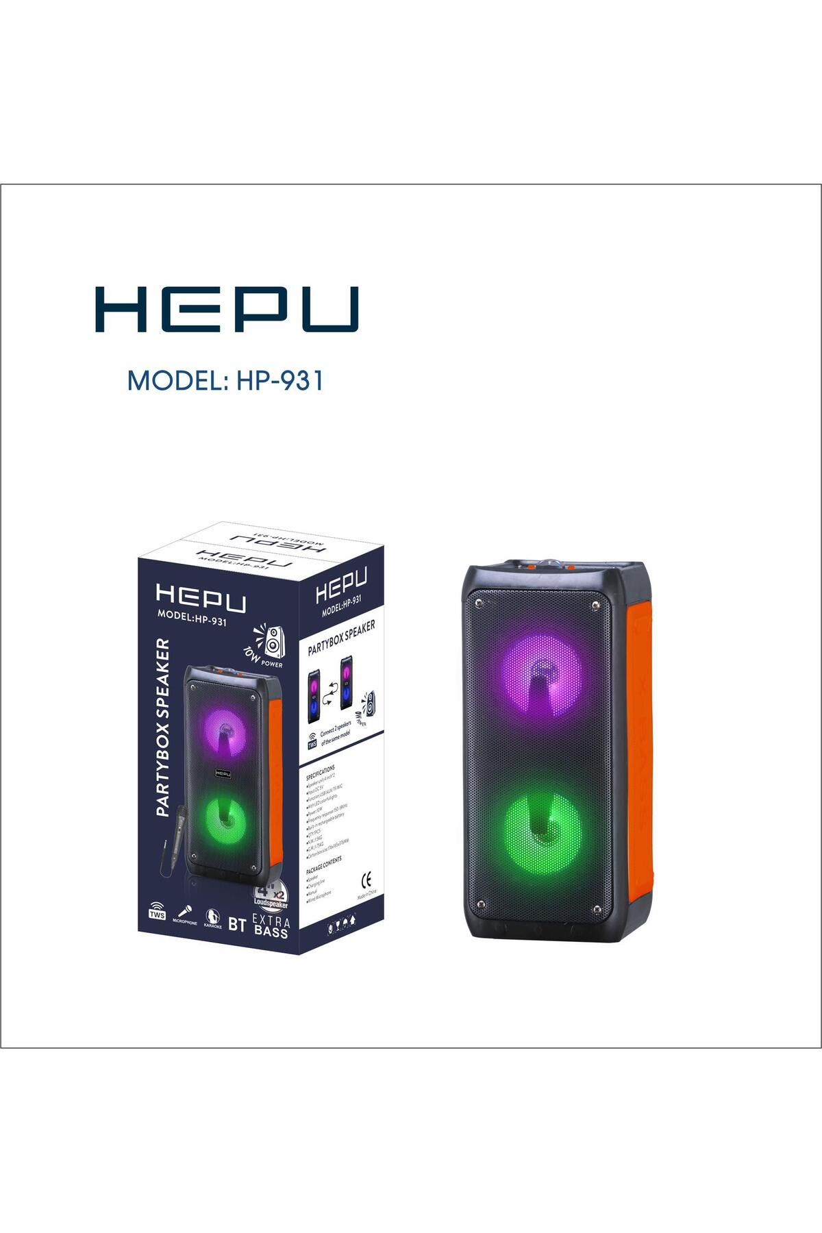 HP-931%20Mikrofonlu%20Taşınabilir%20Şarjlı%20Bluetooth%20Parti%20Hoparlörü%204%20Inc*2%20Extra%20Bass