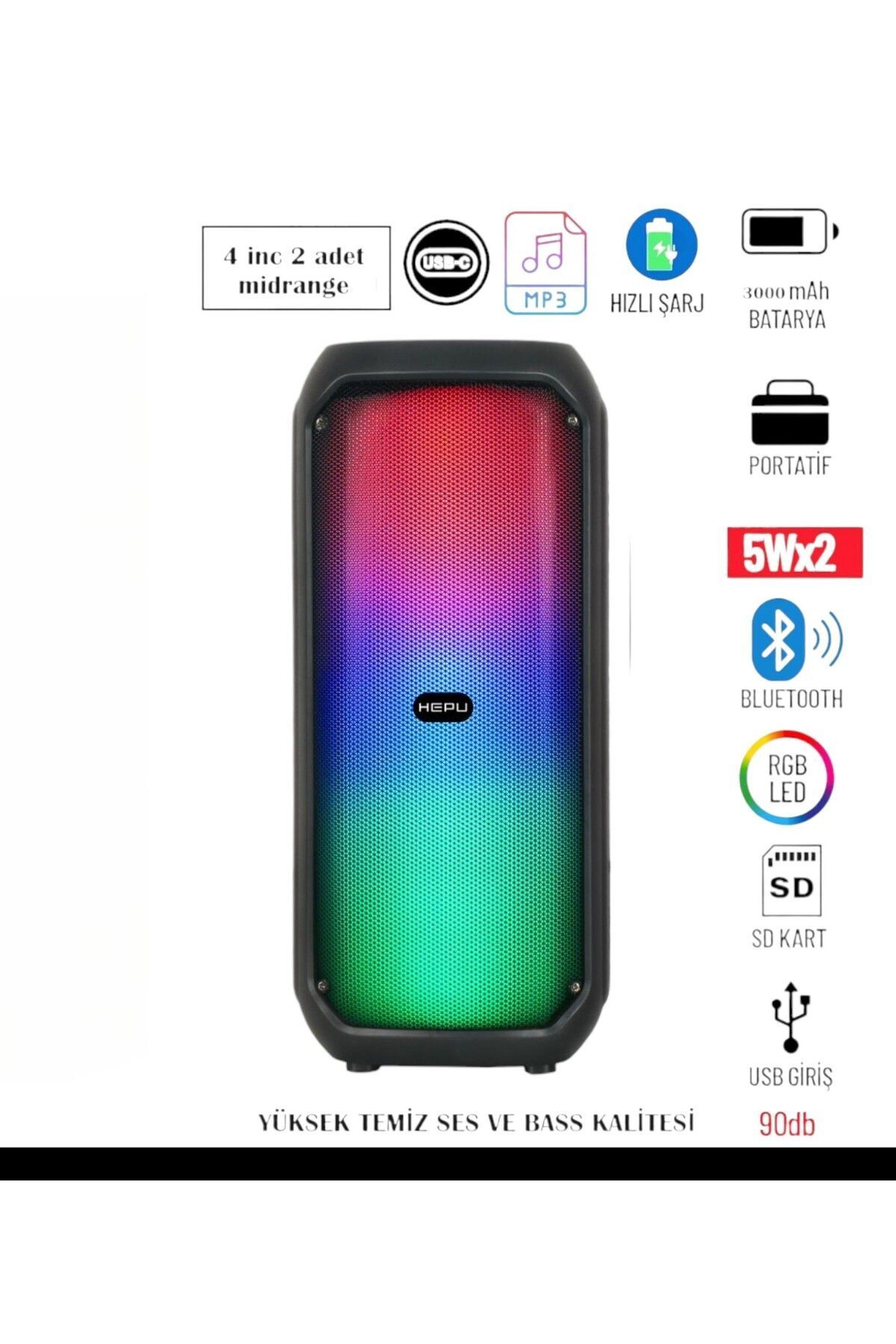 HP%20959%20Taşınabilir%20Şarjlı%20Rgb%20Bluetooth%20Hoparlör%20Extra%20Bass%20Performans