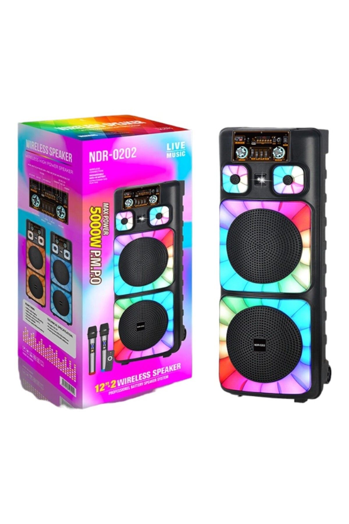 Boomboxtr%20NDR-0202%202*12%20İnc%20Taşınabilir%20Büyük%20Boy%20Bluetooth%20Parti%20Hoparlörü%20Amfi%20Özellikli