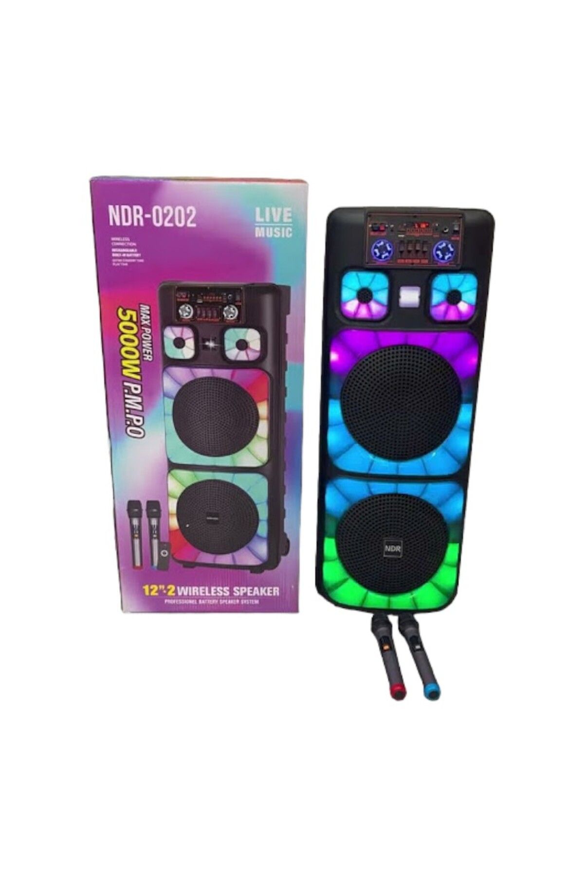 Boomboxtr%20NDR-0202%202*12%20İnc%20Taşınabilir%20Büyük%20Boy%20Bluetooth%20Parti%20Hoparlörü%20Amfi%20Özellikli