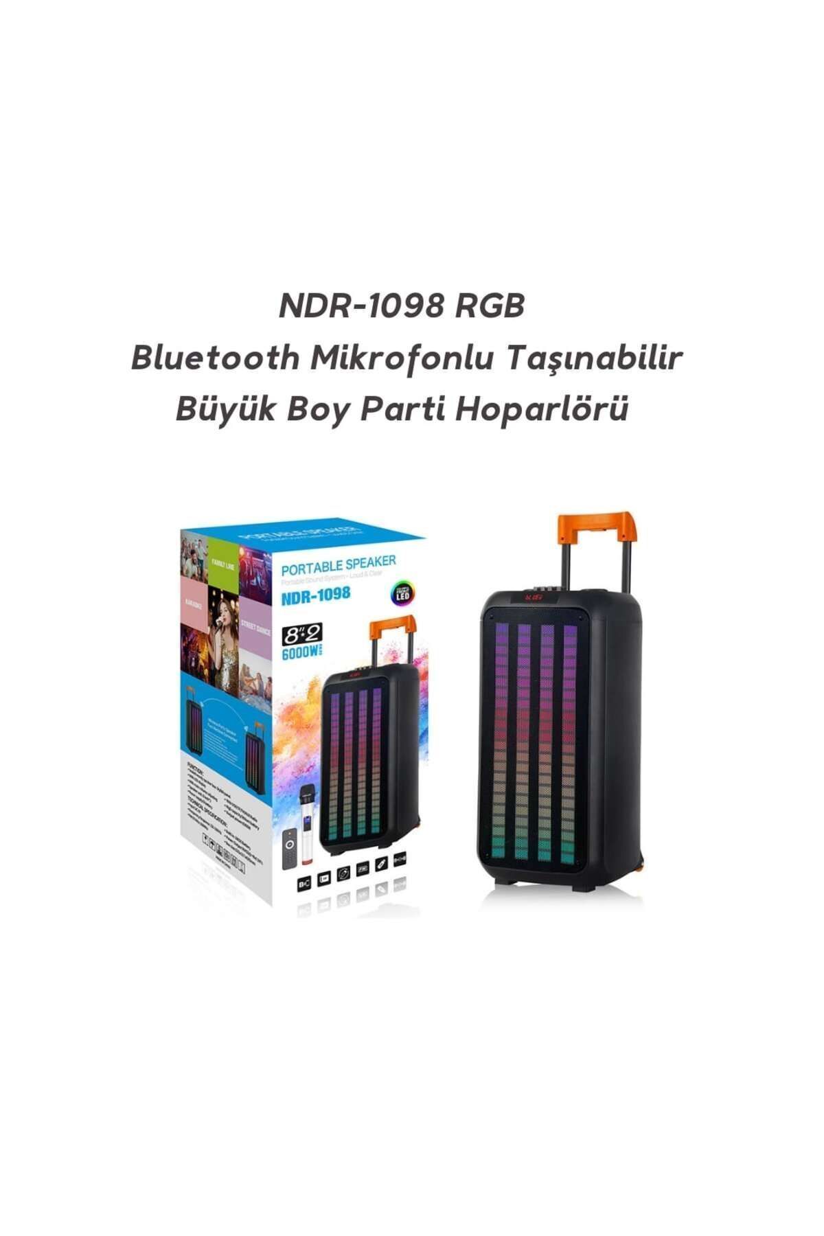 Boomboxtr%20Ndr-1098%20Şarjlı%20Taşınabilir%20Bluetooth%20Amfi%20Parti%20Hoparlörü%20Rgb%20Efekt%20Rms%2080%20w%202*8%20inc