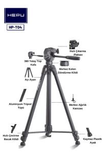 hp T04 Alüminyum 173 cm Tripod Profesyonel Taşınabilir Dslr Cep Telefonu Tripodu