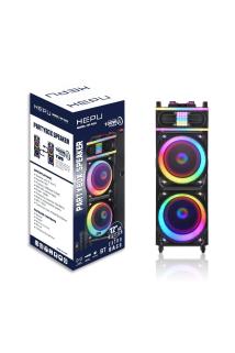 Hepu Hp 928 Taşınabilir Şarjlı Ahşap Bluetooth Parti Hoparlörü 100 w 12 inc*2 Subw Super Bass